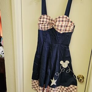 Navy and Pink Checkered Women's Dress